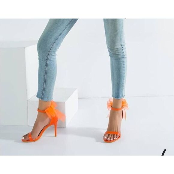 LIURUIJIA Size 11 EU 44 Women's Bowknot Stiletto High Heels Strappy Sandals Wedd - Picture 1 of 13